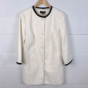 Talbots ivory white long blazer topper jacket